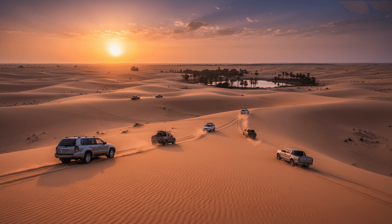 رحلة سفاري صحراوية عبر كثبان رملية ذهبية في واحة الفيوم