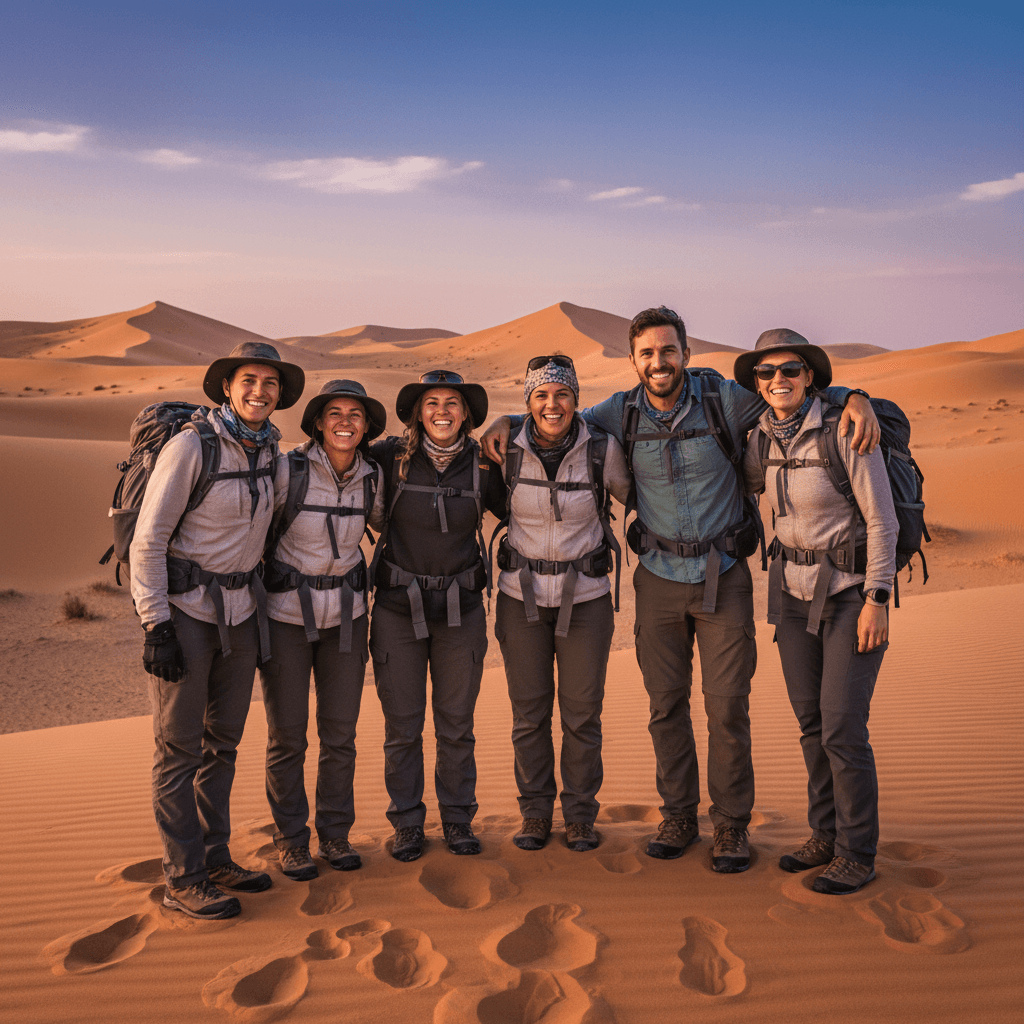 مجموعة المسافرين الباحثين عن المغامرة في الصحراء