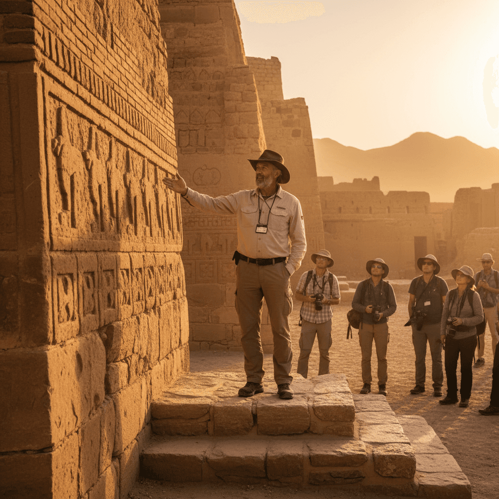 دليل سياحي محترف يشرح المعالم الجيولوجية