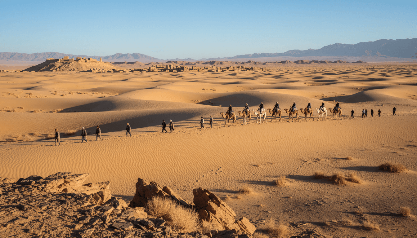 مجموعة من المسافرين يستمتعون بالمناظر الطبيعية