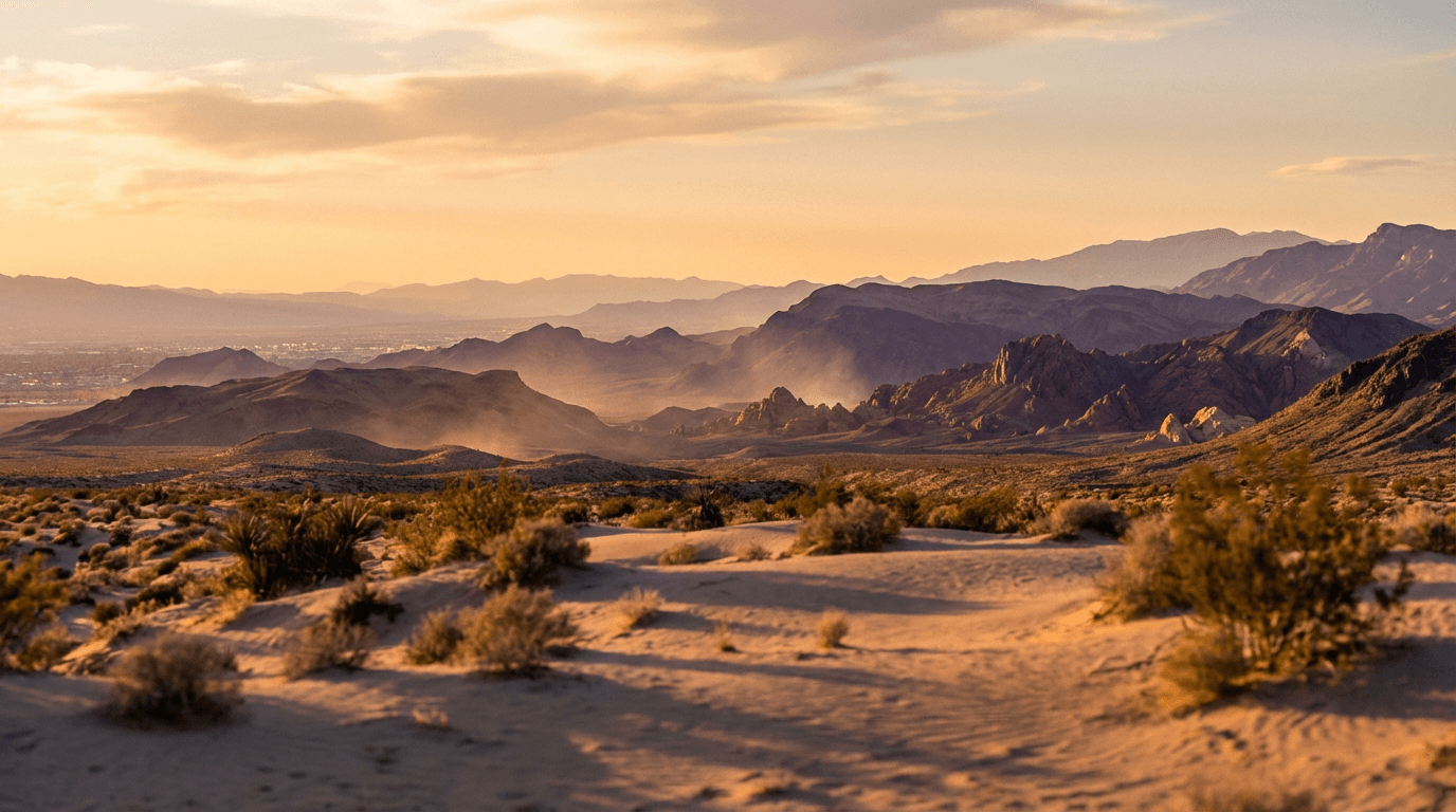 غروب الشمس على رمال الصحراء